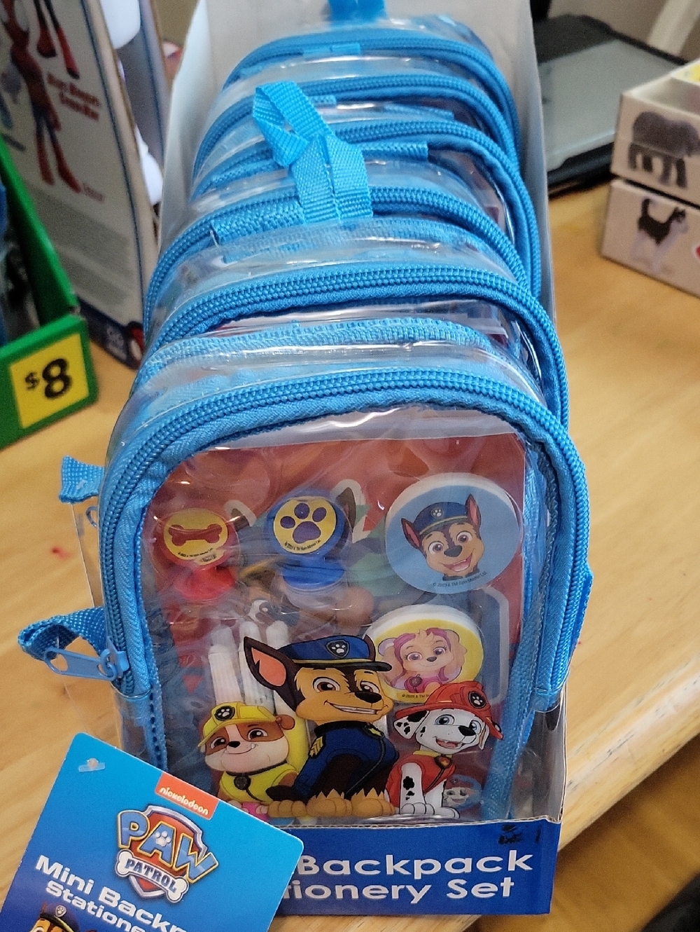Paw Patrol Blue Clear Kids Backpack and Stationery Set (Set Of 6)